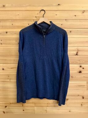 Blue Saks Fifth Avenue Medium Blue Cashmere Quarter Zip Sweater